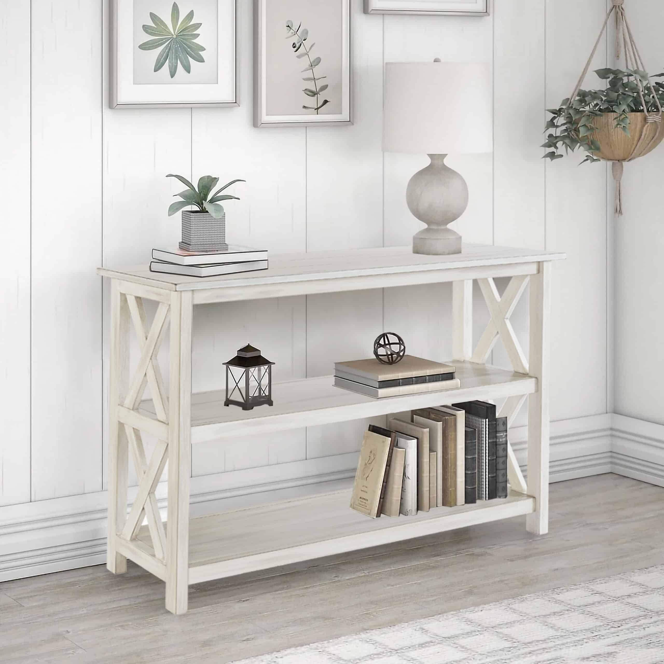 Jamestown Antique White Wood Entryway Table