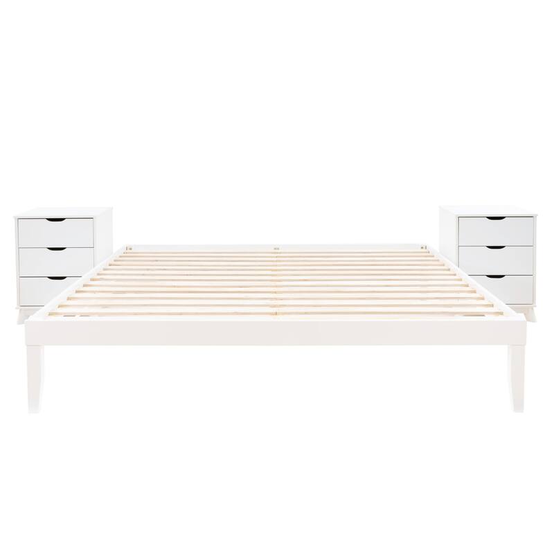Purcell Bedroom 3-Piece Set with 3-Drawer Nightstands (Set of 2)