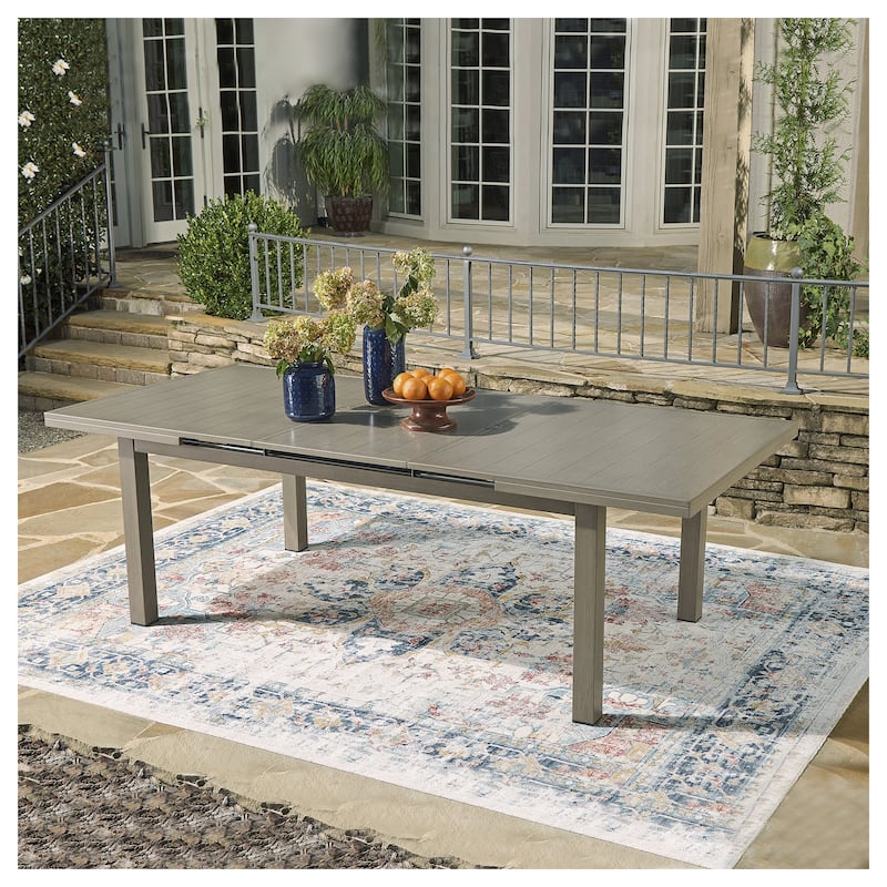 Signature Design by Ashley Beach Front Brown/Beige Outdoor Dining Table with Extension - 71/95"W x 42"D x 30"H