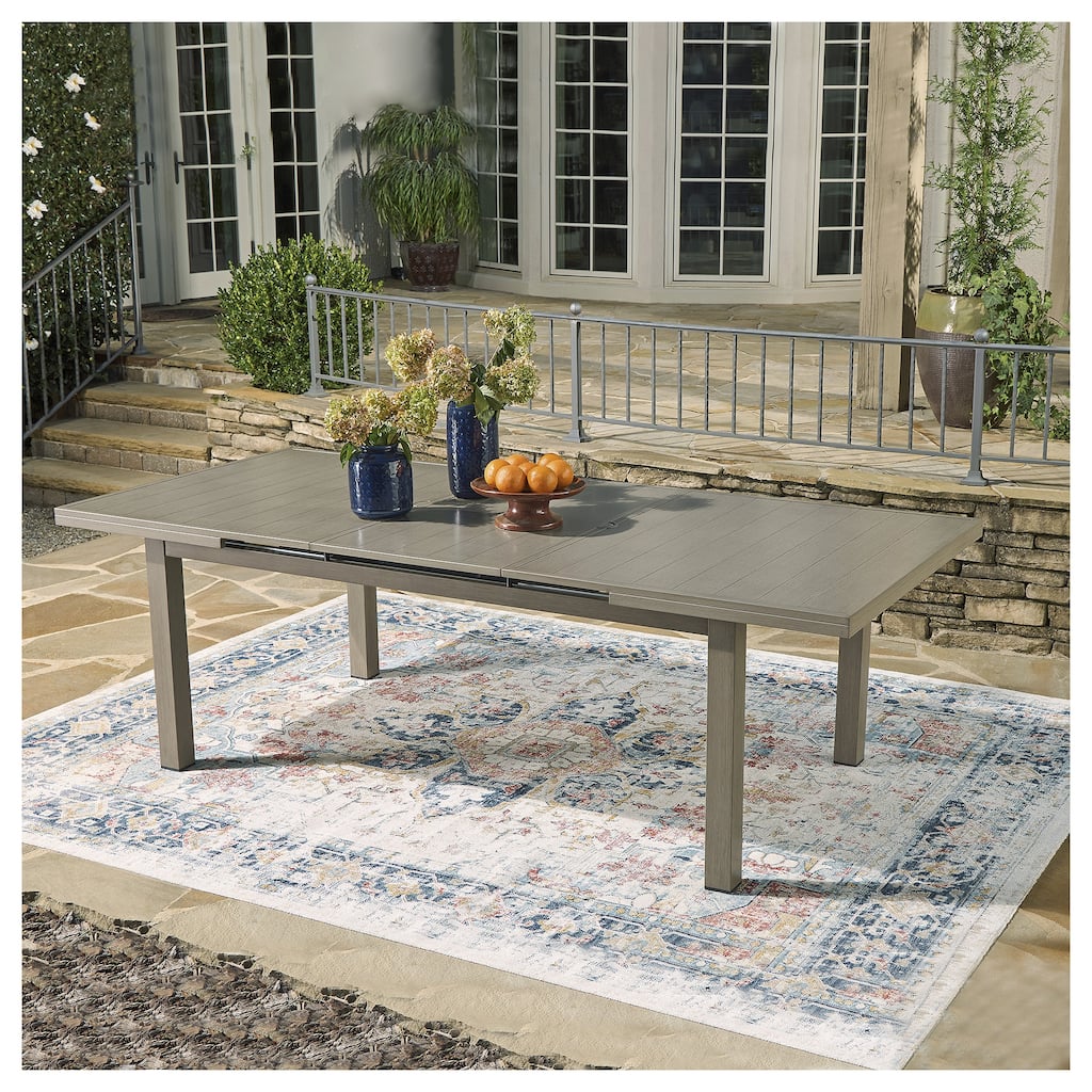 Signature Design by Ashley Beach Front Brown/Beige Outdoor Dining Table with Extension - 71/95"W x 42"D x 30"H
