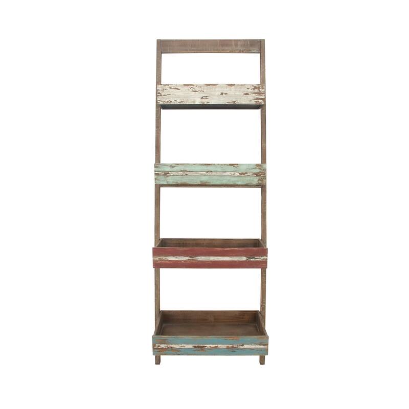Wood 4 Shelf Shelving Unit - Brown - Roche River Decor - 18"Wx23"Lx70"H