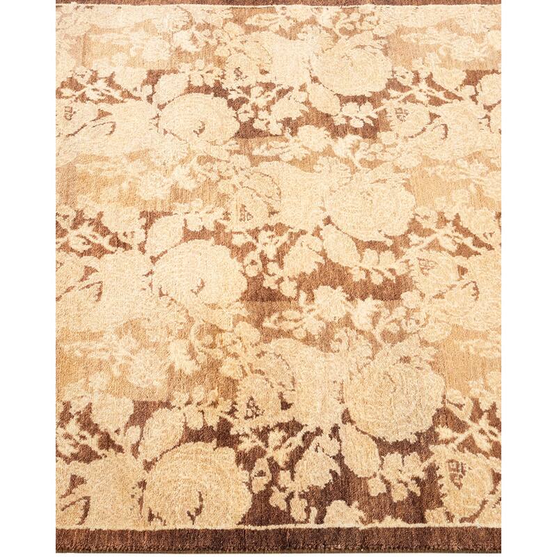Overton Handknotted Wool Traditional Abstract Brown Runner