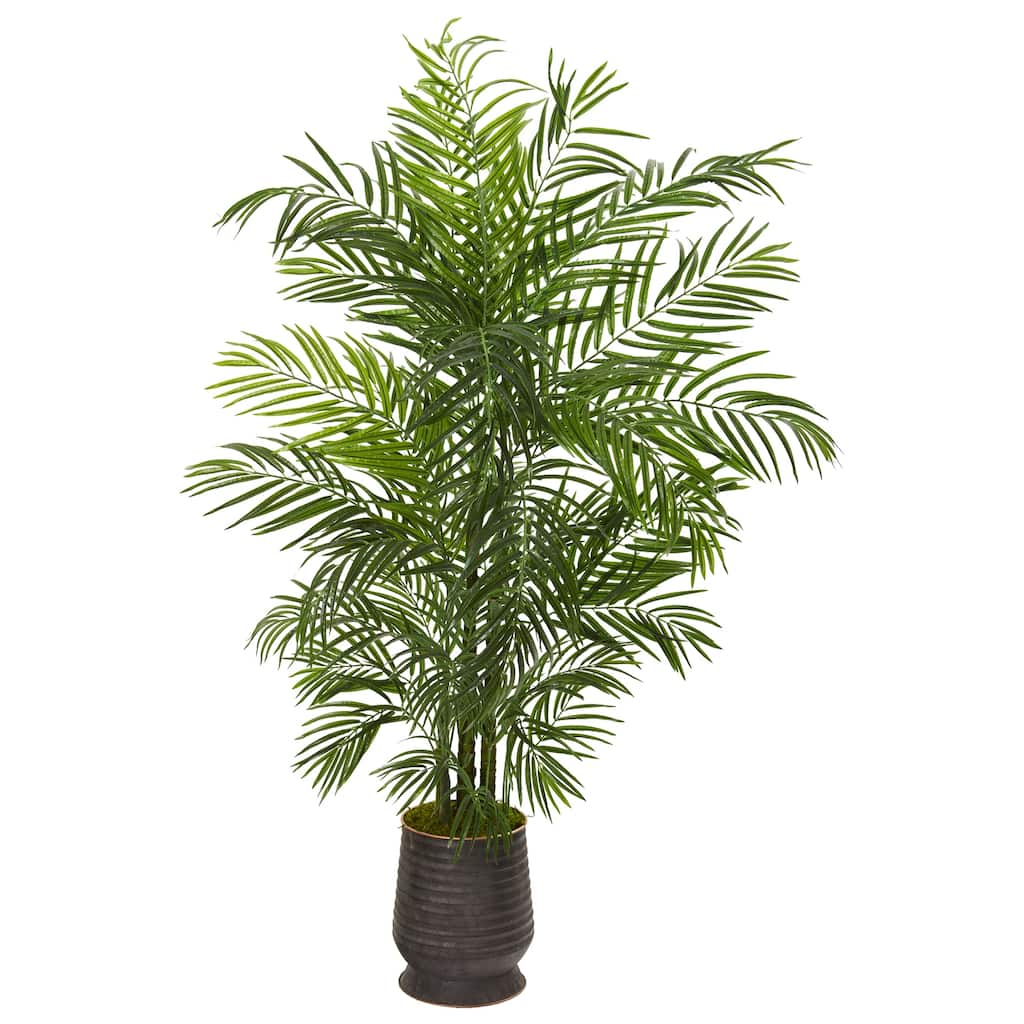 Artificial Palm Tree with Planter - 65 Inch Indoor Outdoor Decor - Green