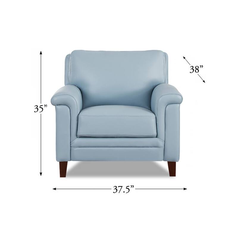 Hydeline Westcott Top Grain Leather Sofa Loveseat and Chair Set with Memory Foam and Springs