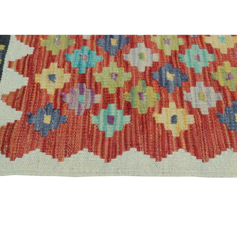 Flatweave Notoriou Charcoal/Red Runner - 2'10" x 6'8"