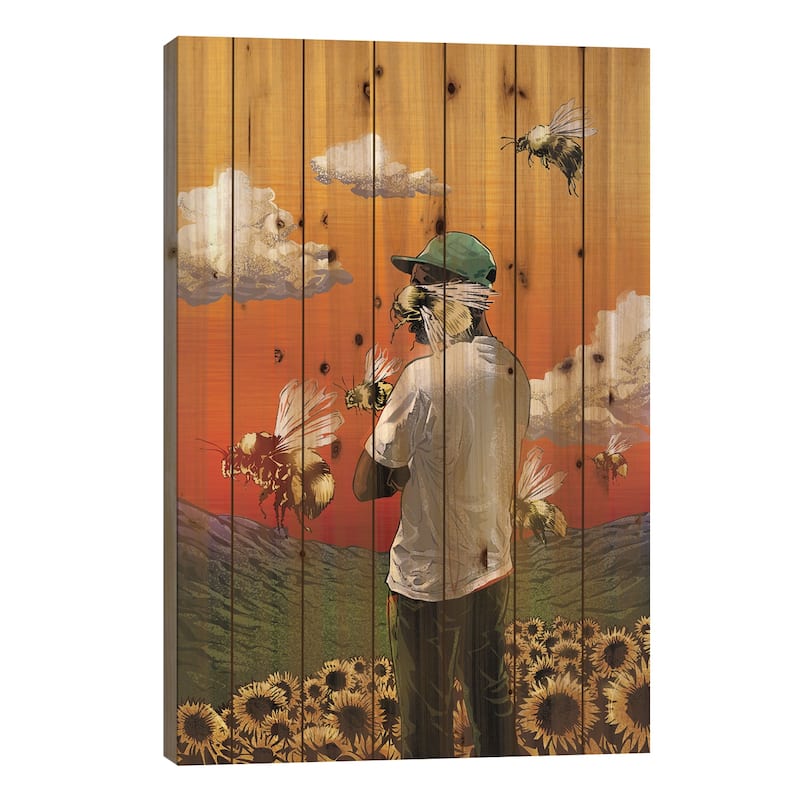 Flower Boy Print On Wood by Nikita Abakumov - Multi-Color - 26x18x1.5