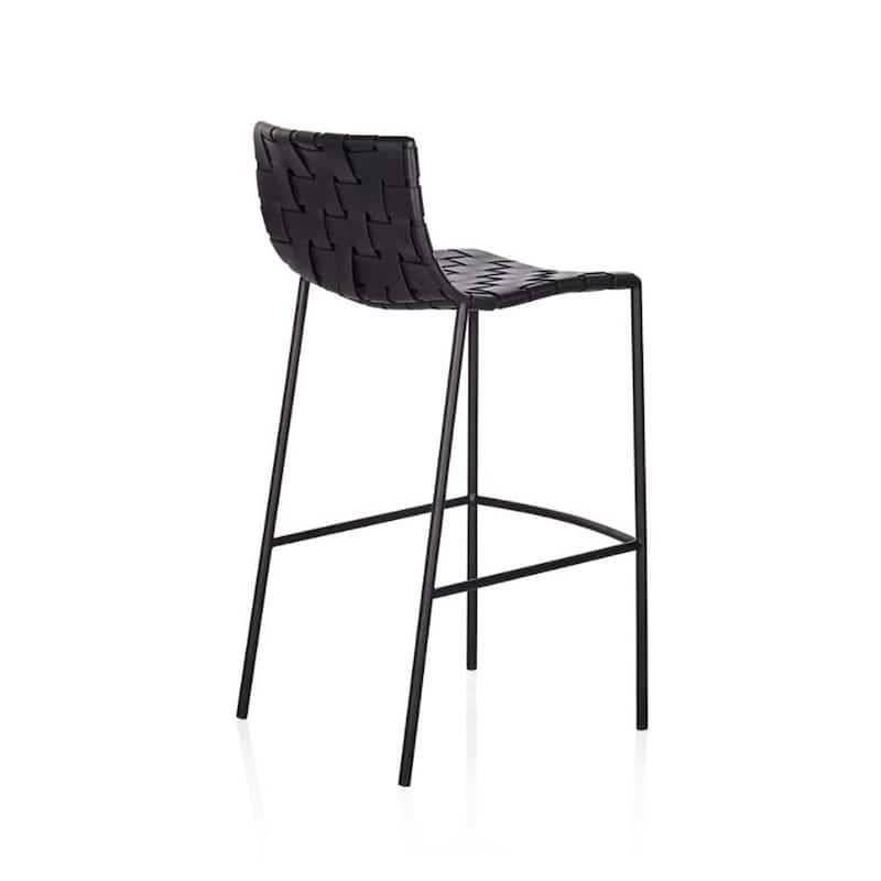 Soho Mid-century Modern Leather Weave Bar Stool (26-inch/ 30-inch) (Single)