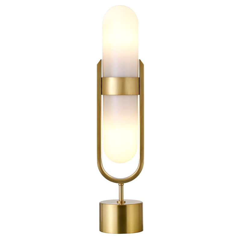 Blair Pill-Shaped Table Lamp with Milk Glass Shade - 25" Tall