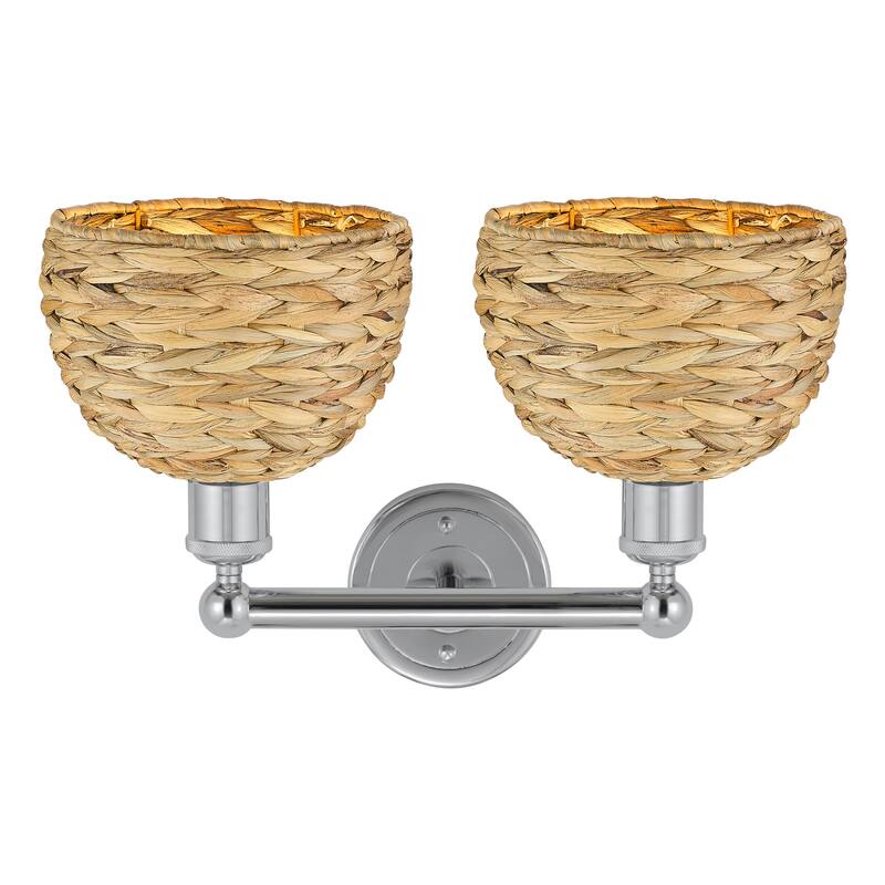 Innovations Lighting Endless Possibilities Edison - Woven Rattan - 2 Light 17" Bath Vanity Light
