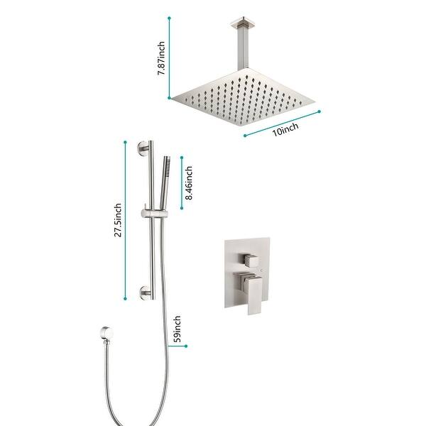 Replacement Complete Shower System Rainfall Shower Head Complete Shower System with Rough-in Valve - Bed ...