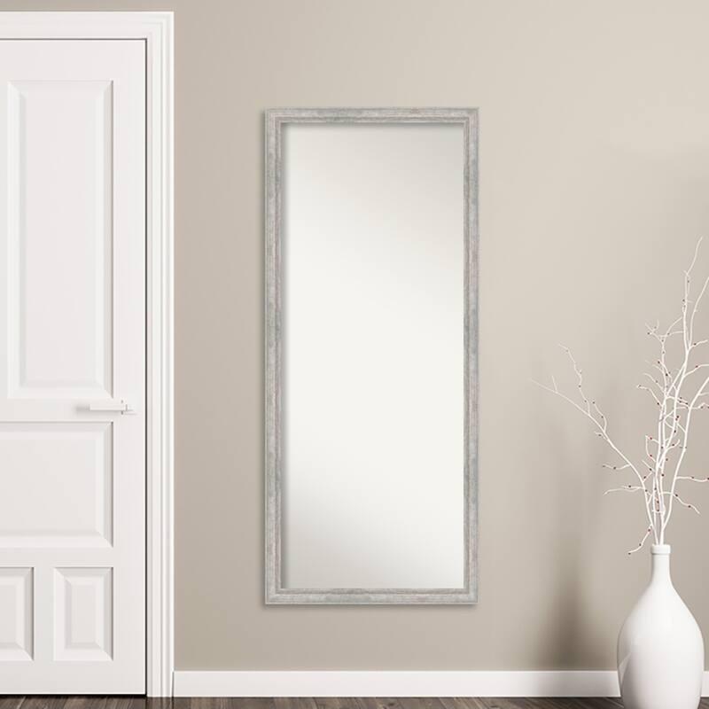 Angled Non-Beveled Wood Framed Full-Length Floor Leaner Mirror - Glass Size 24x60