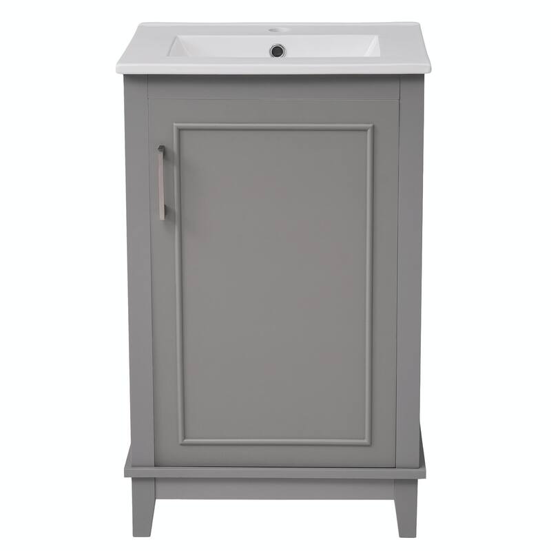 Modern 20-Inch Small Bathroom Vanity Cabinet with Ceramic Basin
