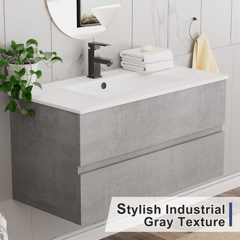 Wall Mounted Bathroom Vanity Sink Combo Cabinet Vanity Set