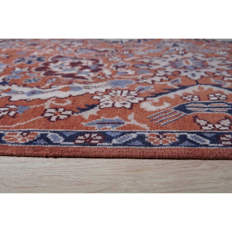 Home Decor EORC Hand-Knotted Wool Oriental Rug Elegant Rust Area Rug for Living Room, Bedroom, Office, & Home Décor Timeless