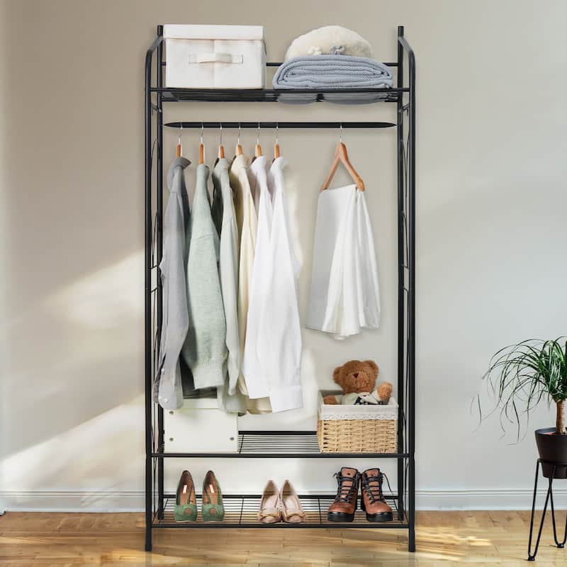 Garment Stand 3 Tiers Clothes Rack Wire Shelving Freestanding Closet - 31x14.2x63.3 inch