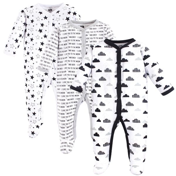 slide 1 of 1, Hudson Baby Baby Cotton Snap Sleep and Play 3pk, Moon And Back 0-3 Months - Moon And Back