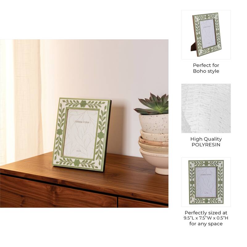 Wood Glass Decorative Photo Frame Handcrafted Boho for Home Display