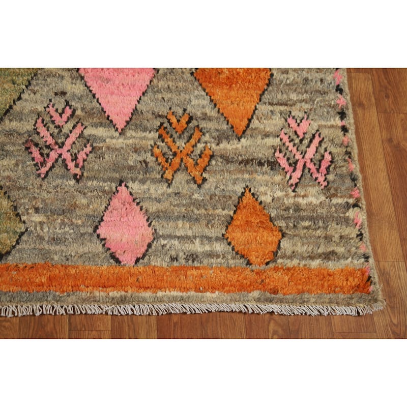 Square Geometric Moroccan Oriental Area Rug Handmade Wool Carpet - 5'9" x 6'4"