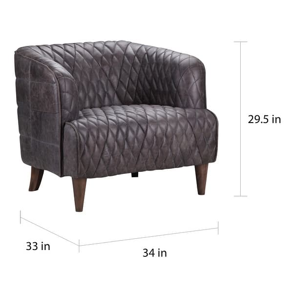 Aurelle Home Miggy Modern Topgrain Leather Accent Chair 29.5" x 34" x 33" Bed Bath & Beyond