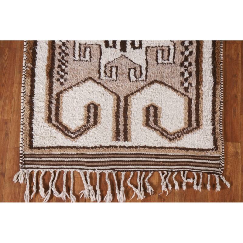 Plush Turkish Anatolian Runner Rug Hand-knotted Beige Wool Carpet - 3'6"x 13'3"