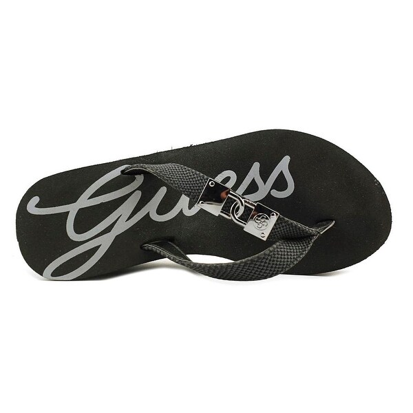 guess black wedge flip flops