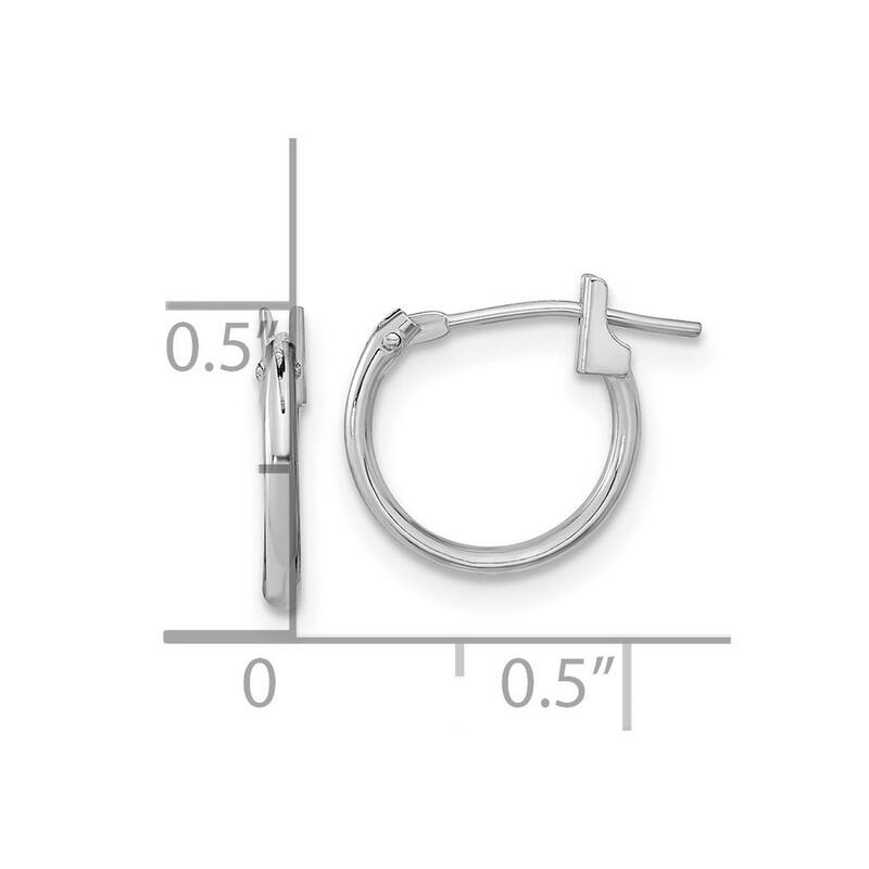 Curata 14k White Gold Children 12mm Small Hoop Earrings