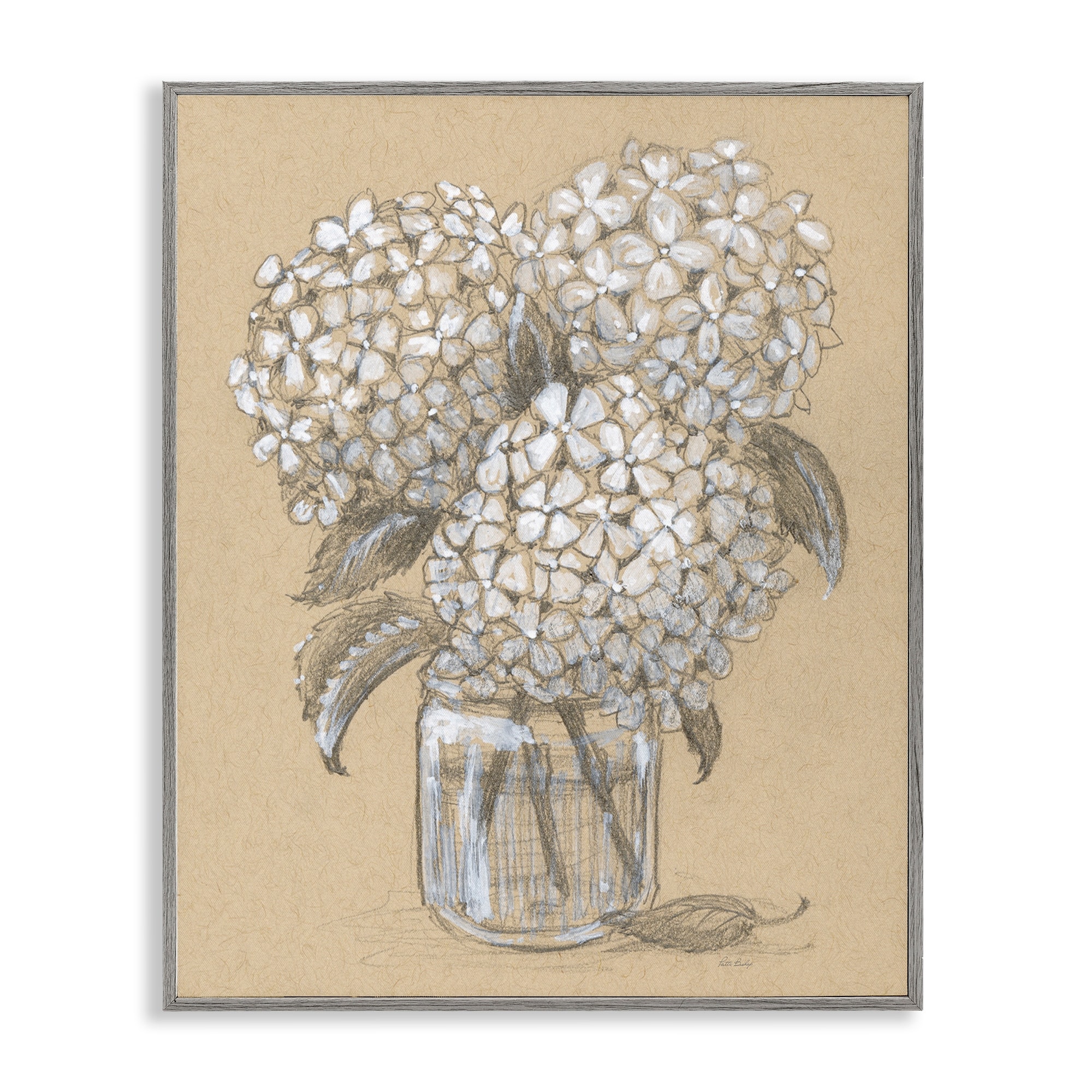 Stupell Hydrangea Jar Drawing Framed Giclee Art Design By Patti Bishop