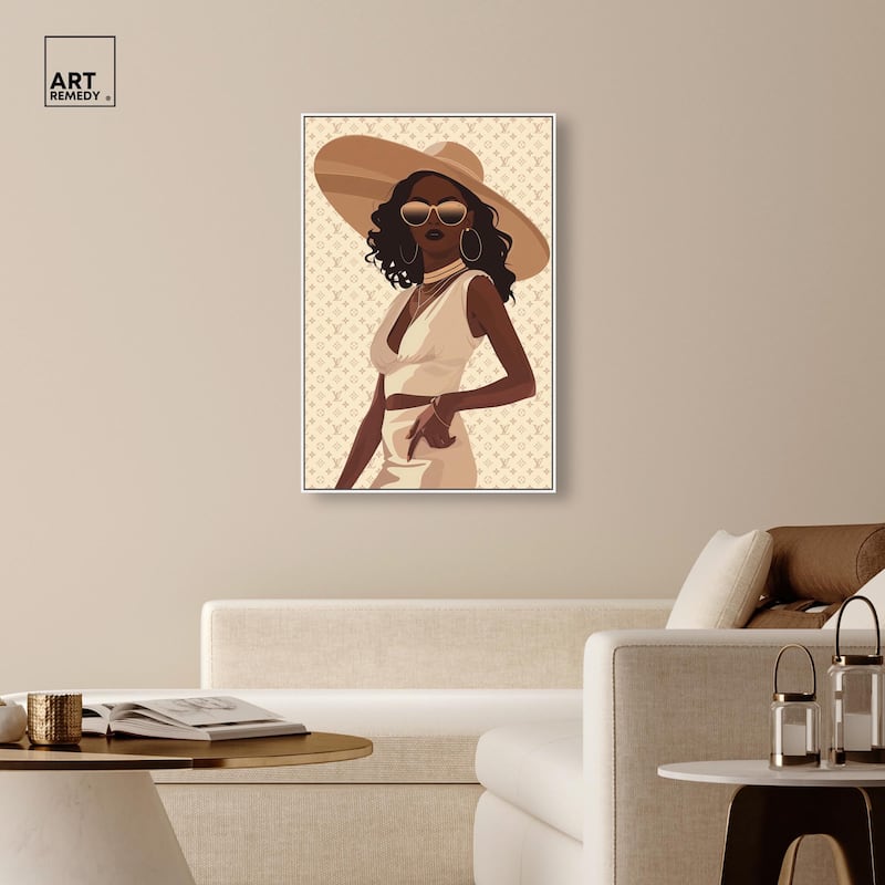 Stylish Gal in Tans Canvas by Art Remedy