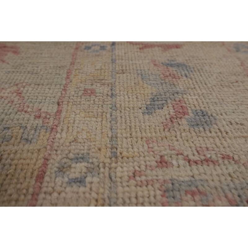 Light Green Oushak Vegetable Dye Turkish Area Rug Handmade Wool Carpet - 5'2"x 7'3"