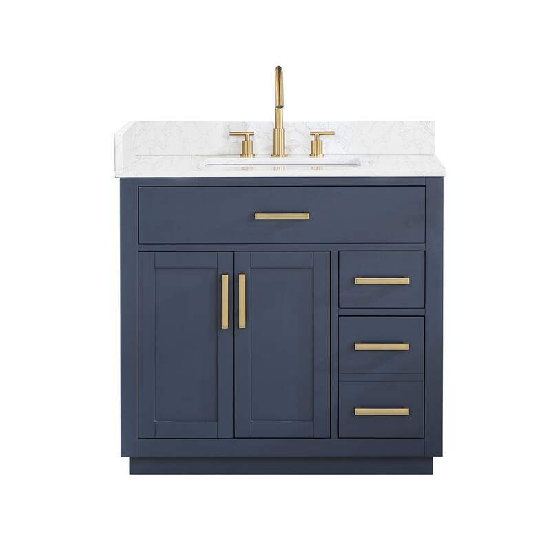 Altair Gavino Bath Vanity with Grain White Composite Stone Top, no Mirror