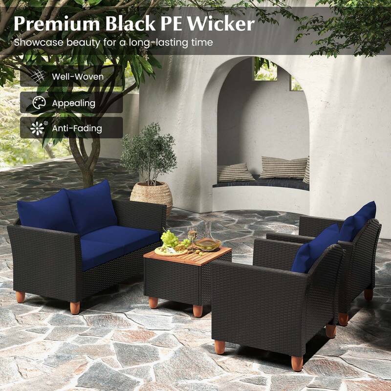Costway 8 PCS Wicker Patio Furniture Set with Removable Cushions - See Details