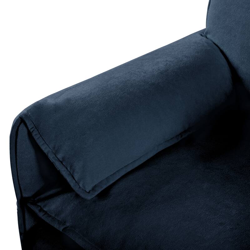 Chenille Modular Armchair with Storage Pockets & Toss Pillow