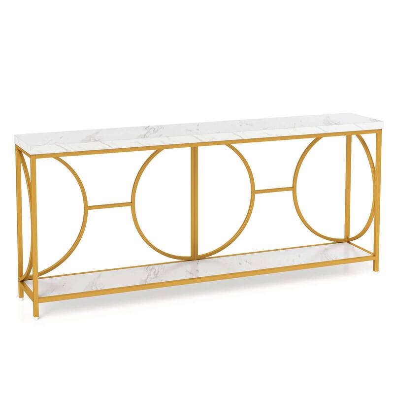 Costway 2-Tier Faux Marble Top Console Table 71" Narrow Console Table - See Details