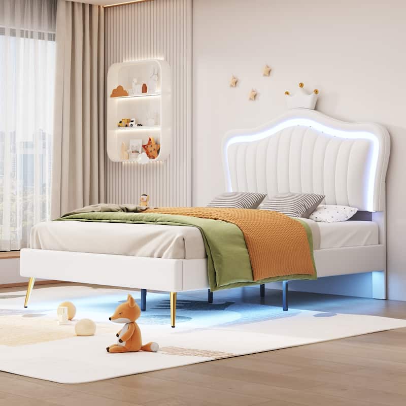 Modern Upholstered Princess Bed With Crown Headboard
