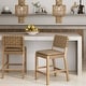 preview thumbnail 59 of 58, Nathan James Cohen Faux Leather Counter or Bar Height Stool, Solid Wood Frame with Footrest and Woven Leather Back