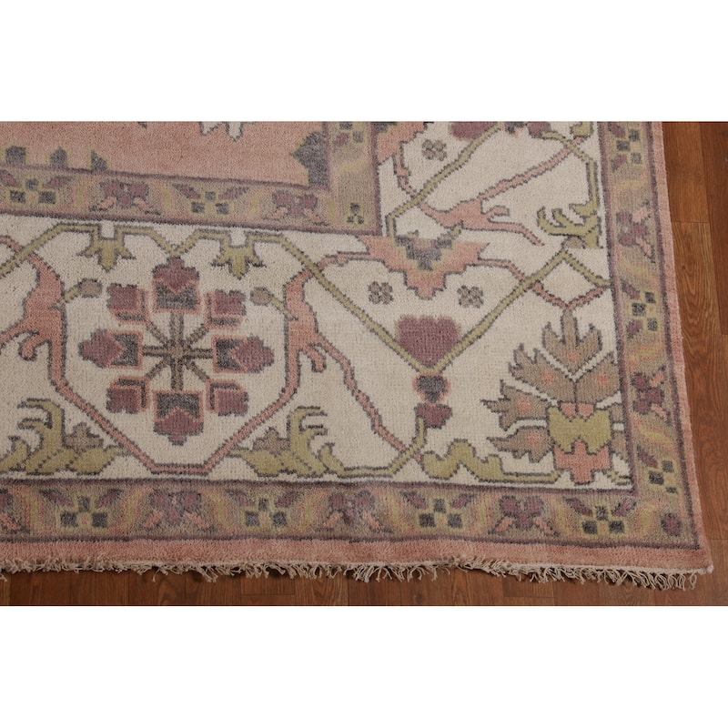 Pink & Ivory Oushak Oriental Large Area Rug Hand-Knotted Wool Carpet - 10'0" x 13'9"