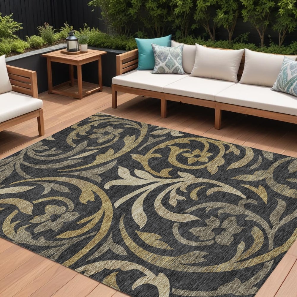 HomeRoots Floral Transitional Rectangle Outdoor Rug