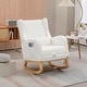 preview thumbnail 12 of 59, High back Upholstered Accent Rocking Chair Nursery Chair With Retractable Footrest Ivory