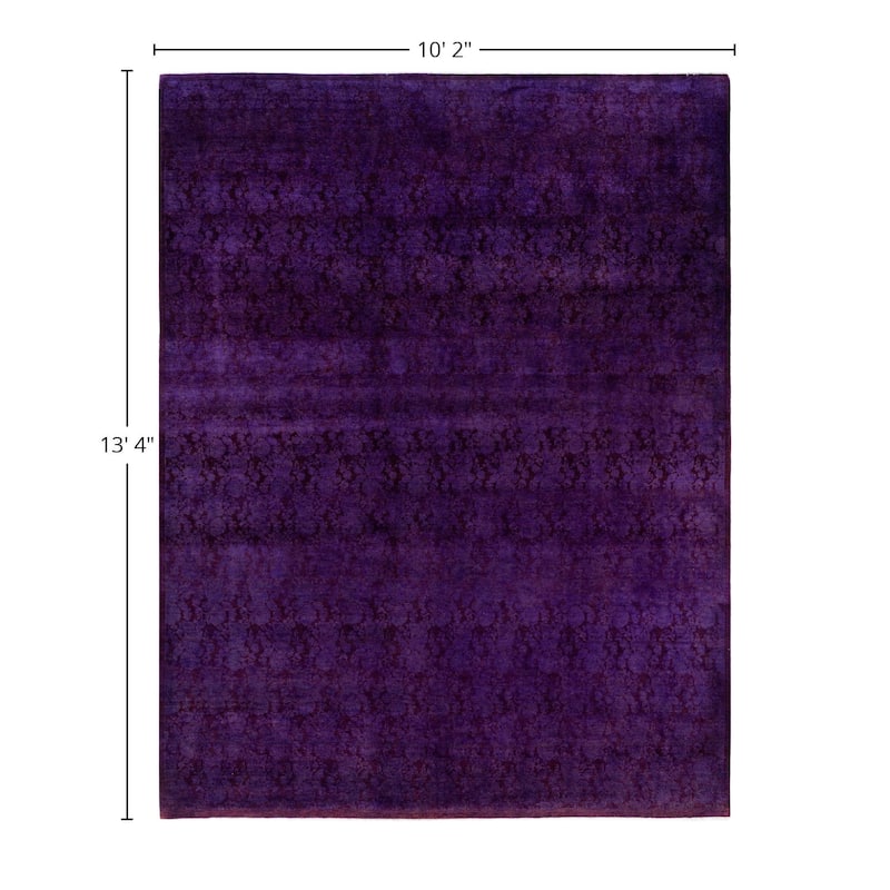 Overdyed One-of-a-Kind Hand-Knotted Area Rug - Purple - 10' 2" x 13' 4"