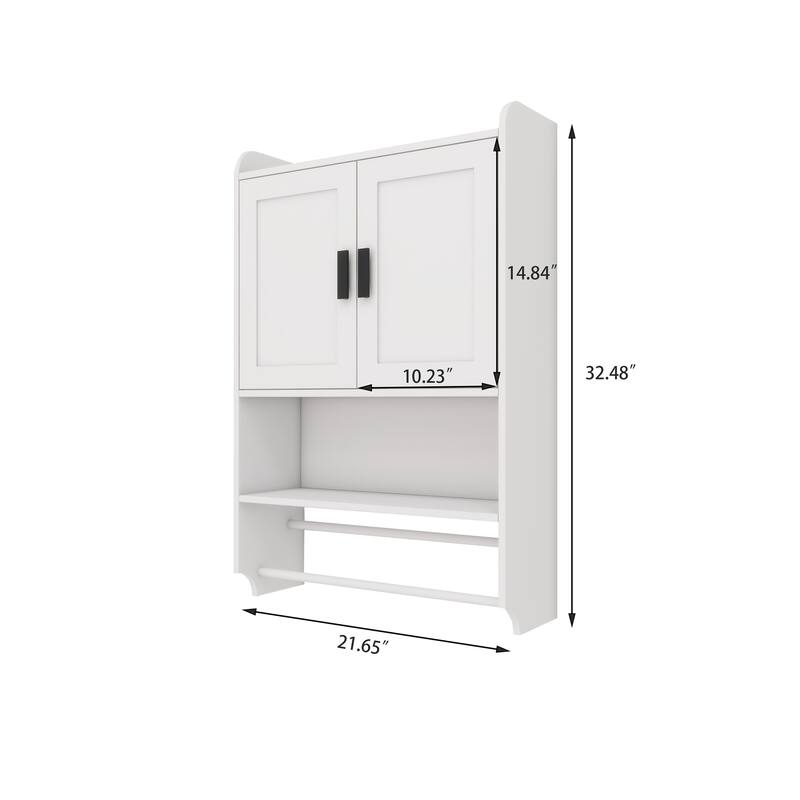 Bathroom Wall Cabinet with Doors Adjustable Shelf