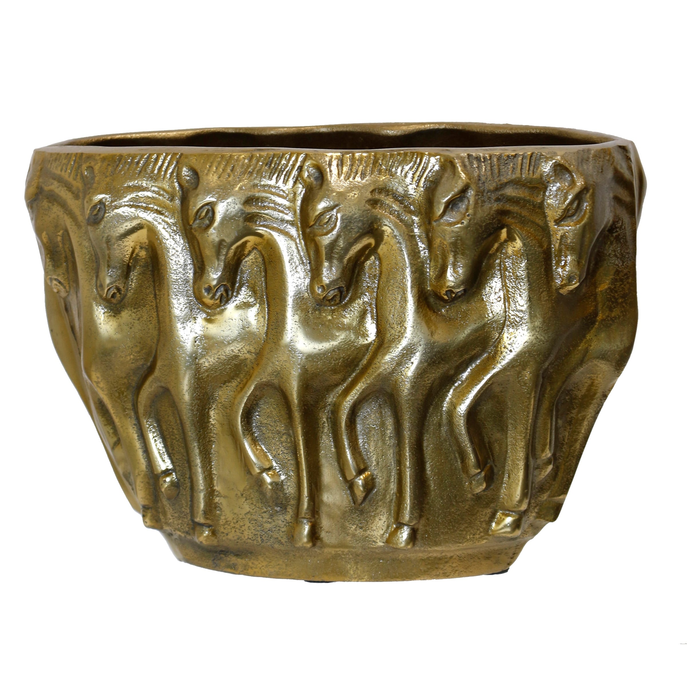 StyleCraft Equestrian Relief Decorative Bowl - Antique Brass