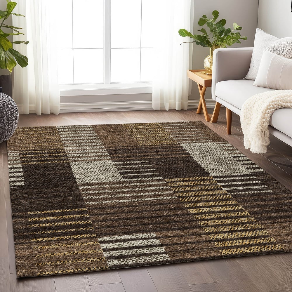Premium Washable Super Soft Geo Stripe Mayfield Rug