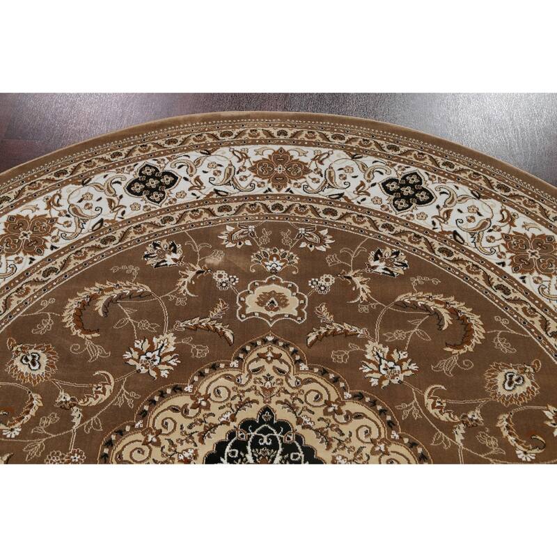 Traditional Brown Floral Oriental Tabriz Area Rug Turkish Carpet