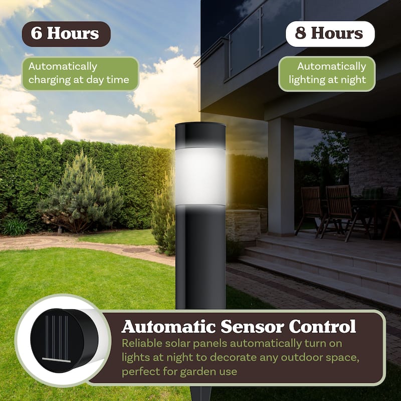 Solar Path Bollard Lights, Set of 6 15" Pure Garden