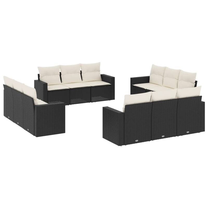 vidaXL Patio Sofa Set with Cushions Outdoor Furniture 12 Piece Poly Rattan