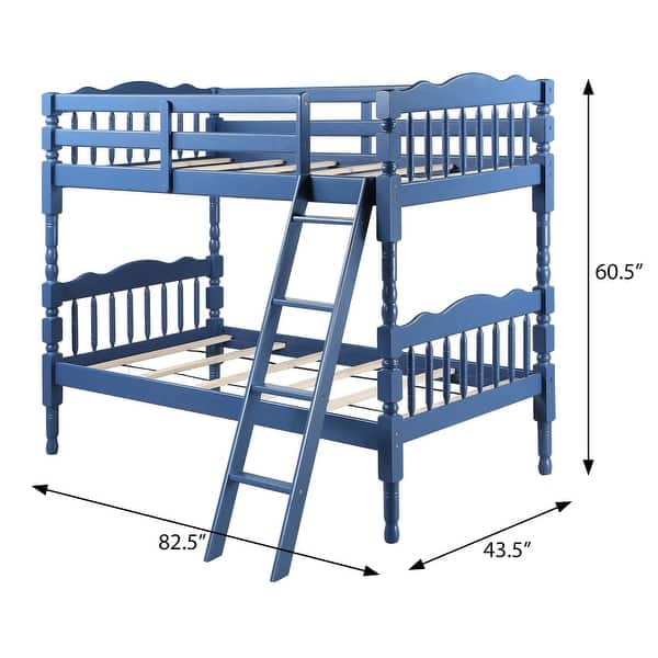 dimension image slide 1 of 2, Twin Over Twin Bunk Bed with Built-in Ladder