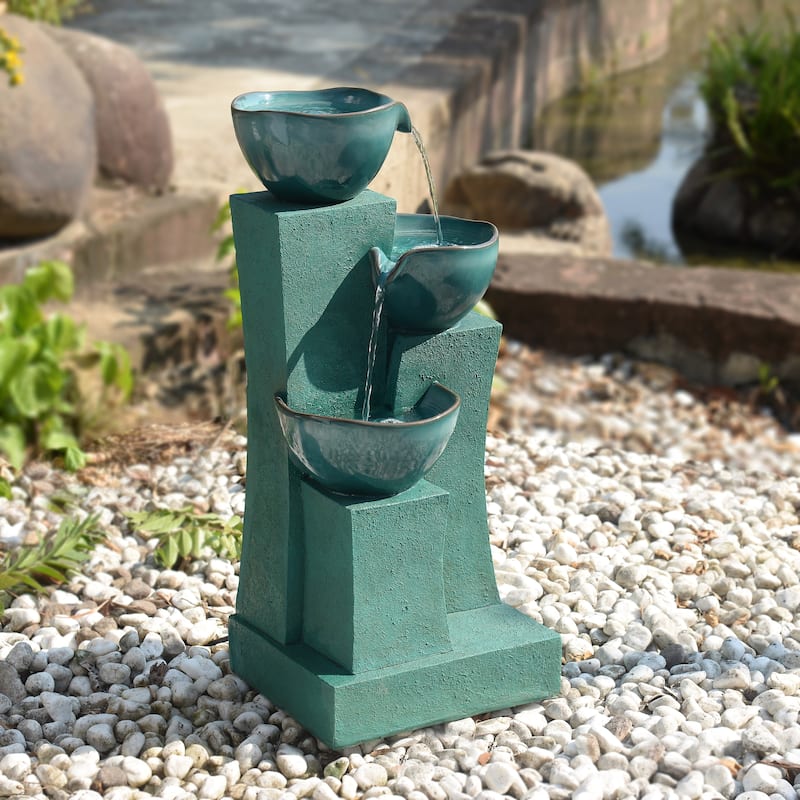 Teamson Home 28.54" Outdoor Bird Bath Fountain with LED Lights