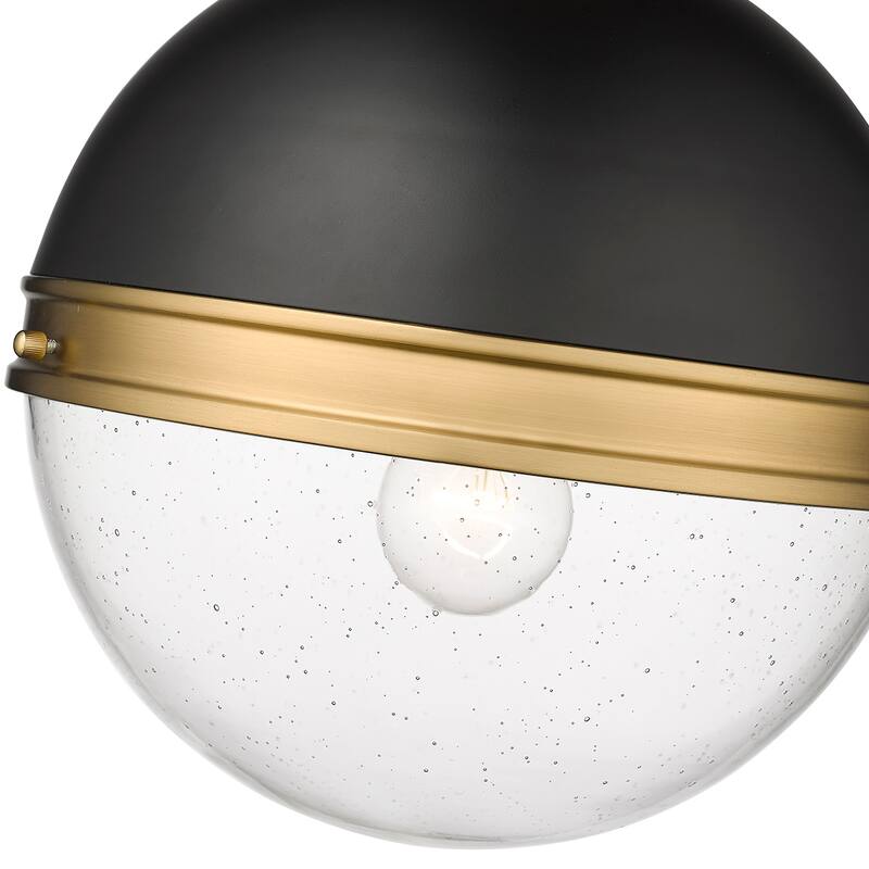 Millennium Lighting Ellmira 1 Light Pendant in Matte Black/Aged Brass with Clear Seedy Glass Shades