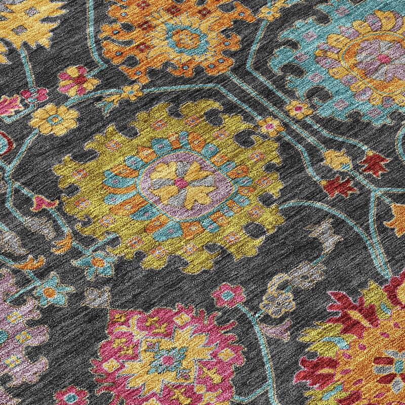 Machine Washable Indoor/ Outdoor Traditional Kashan Chantille Rug