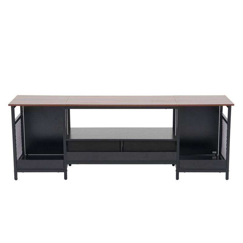 Farmhouse TV Stand for up to 65" TV with Storage Cabinets and Drawers